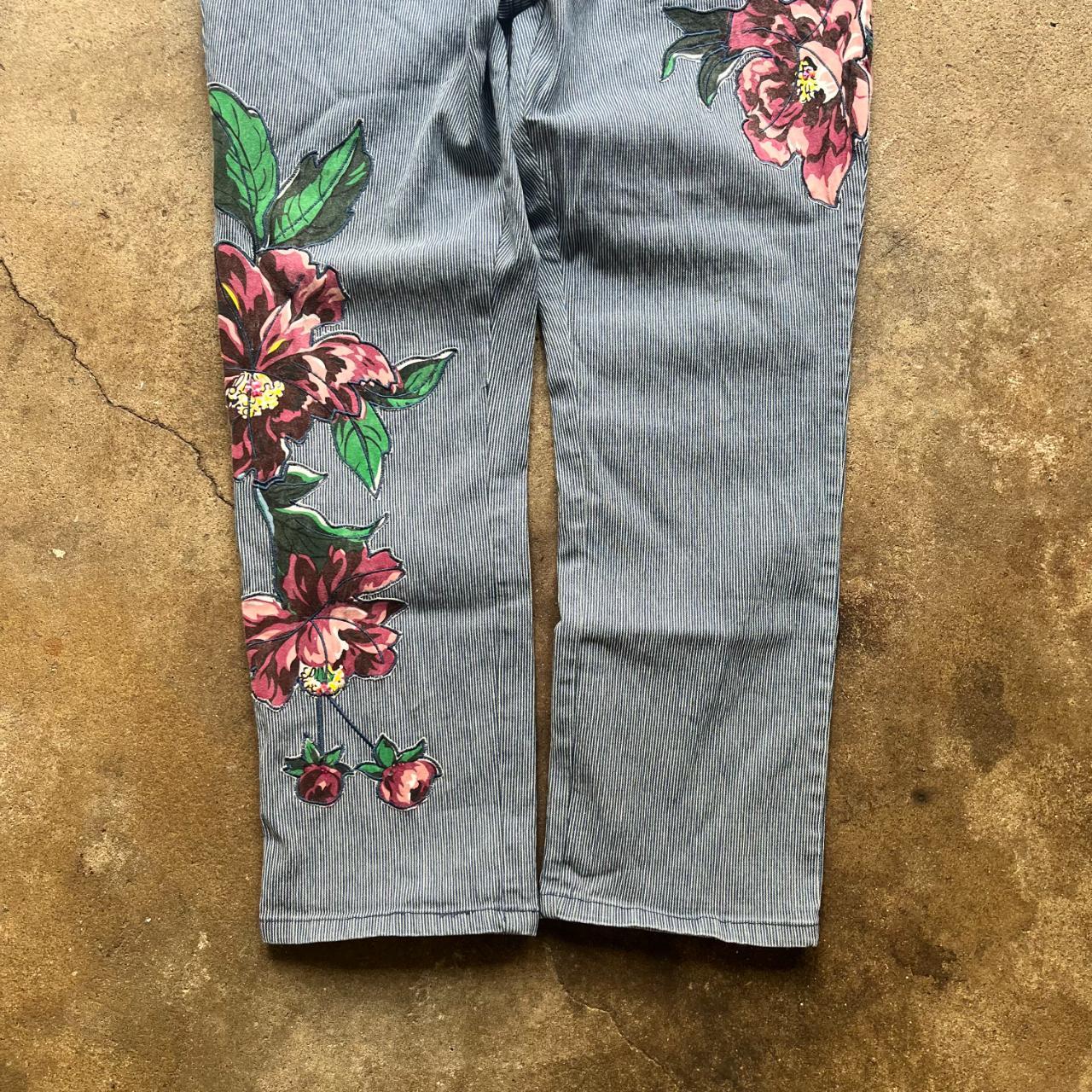 Diane Gilman Tiny Stripes Floral Patchwork Pants [16W]